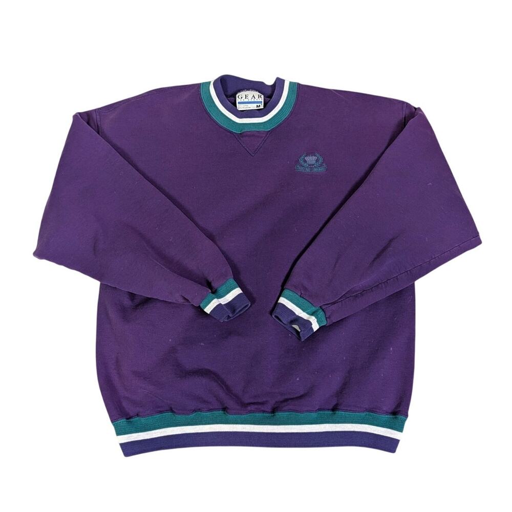 Vintage 90s Hotel Del Coronado Purple Crewneck Sweatshirt Striped Ringer M
